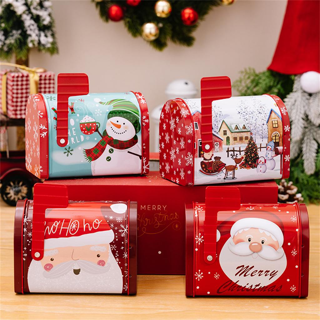 Hübsche Weihnachtsgeschenkbox Neujahrsparty Süßigkeiten-Geschenktüte Beutel mit schönem Gemälde Aufbewahrungsbox Festival-Partyartikel