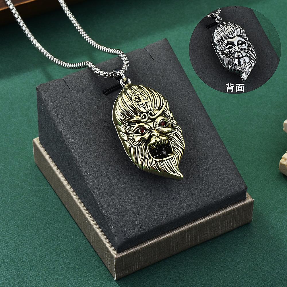 Fashionable Tian Qi Da Sheng Sun Wukong Pendant Necklace For Men With Retro Style And Finish Quality