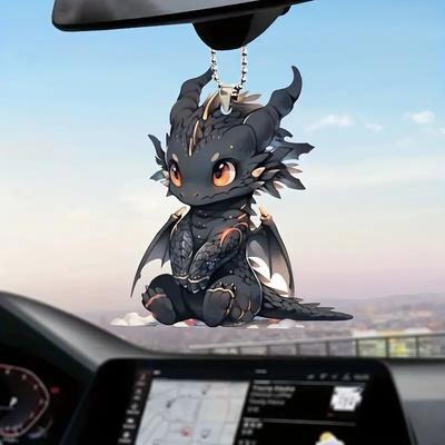 Black Whimsical Acrylic Dragon Car Charm For Bold And Unique Design Interior