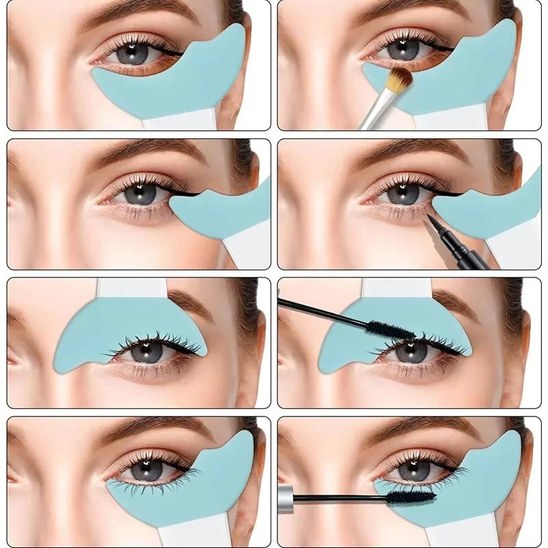 Multi Functional Eye Makeup Silicone Baffle Crescent Shaped Eyelash Brush Eyeliner Eye Shadow Auxiliary Artifact