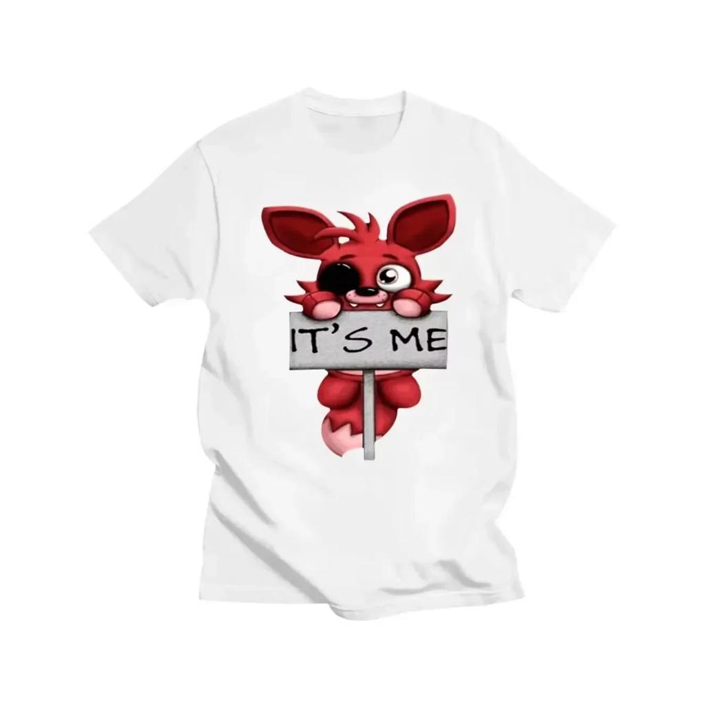 Unisexs Black And White Oneck Cartoon Print Fnaf Fox Fashion Unisex Unisexs Top Tshirt