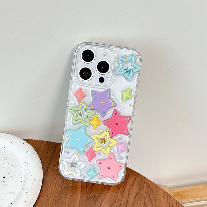 Dopamine Color Star Three-Dimensional Mobile Phone Case For Apple 17Promaxiphone16 Anti-Drop Personality