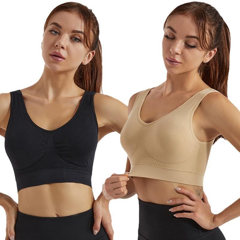 Dámská bezešvá bezdrátová pohodlná sportovní podprsenka na jógu a fitness, crop topy