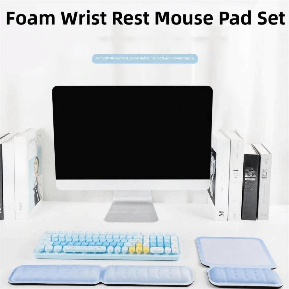 Soft Wrist Support Pad Non-Slip Base Mouse Pad Breathable Keyboard Wrist Support Desktop