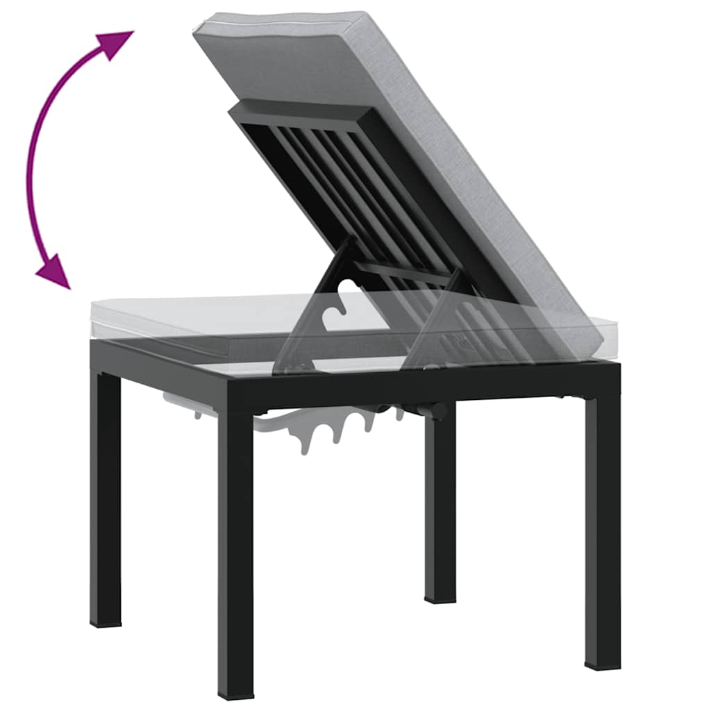5 Piece Outdoor Sofa Set with Cushions Black Steel