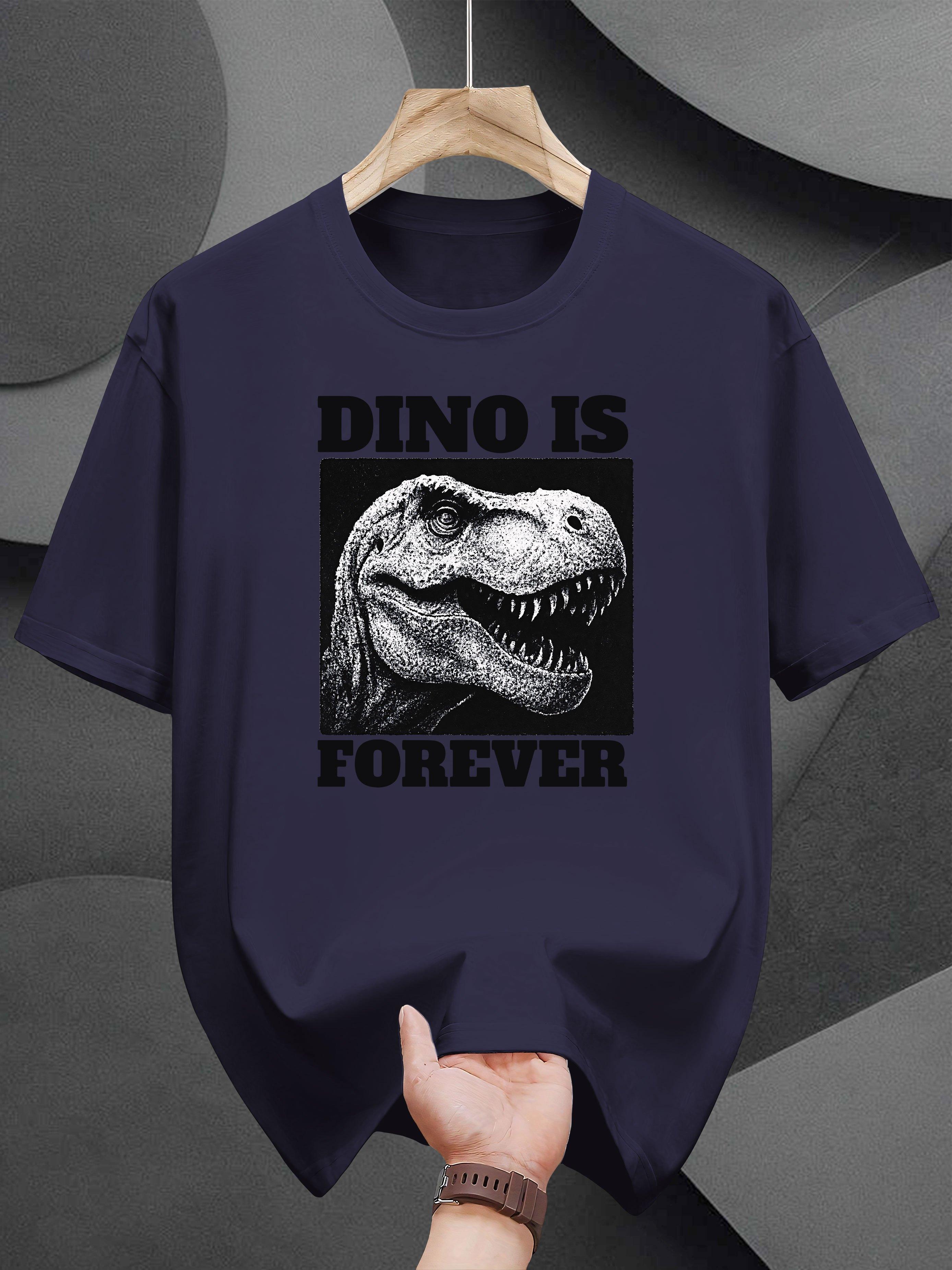 Casual Cotton T-shirt with Dino Graphic Print - Dino is Forever Design XL