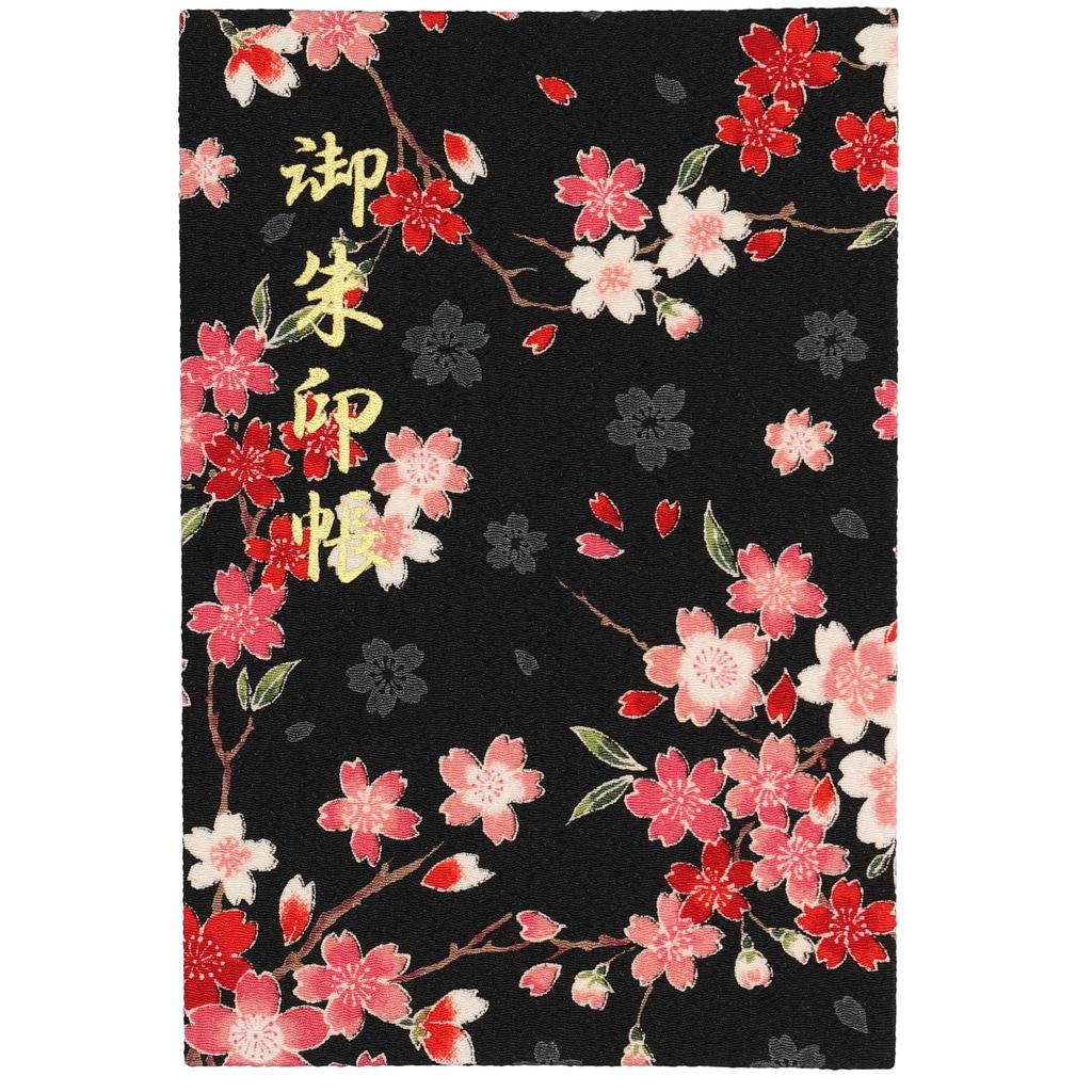 Japanese Pattern Goshuincho Stamp 16 x Chirimen Rinzu Accordion 24 48 Pages Cherry Blossom (Shrine/Temple Book), 10.9 cm, Fabric, Style, Folds,