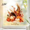 Turkey Window Decals for Home Harvest Themed Static Sticker, Decorative Non Adhesive Cling, Fall Showcase Stickers Removable Watercolor Balcony