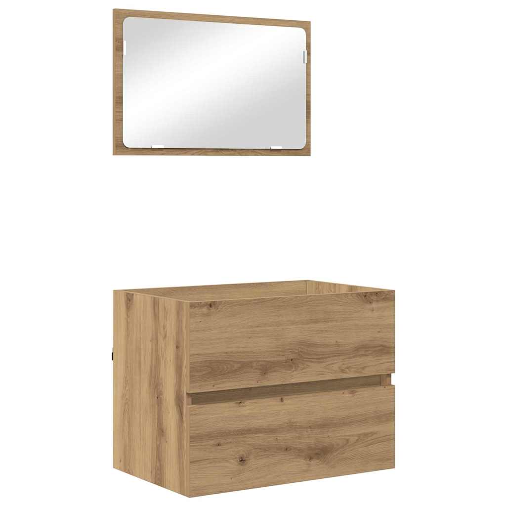 Bathroom Furniture Set 2 Pcs Artisan Oak Plywood and Metal