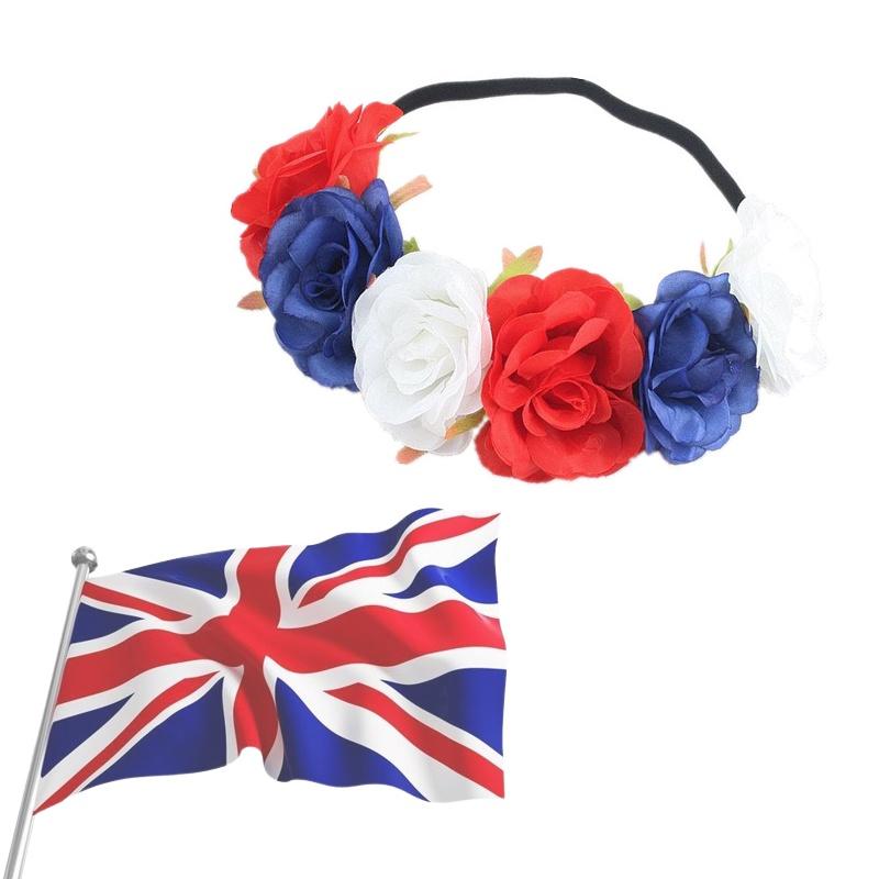 Rot Weiß Blau Blumenkrone Stirnband Für Queens Jubiläumsfeierlichkeiten