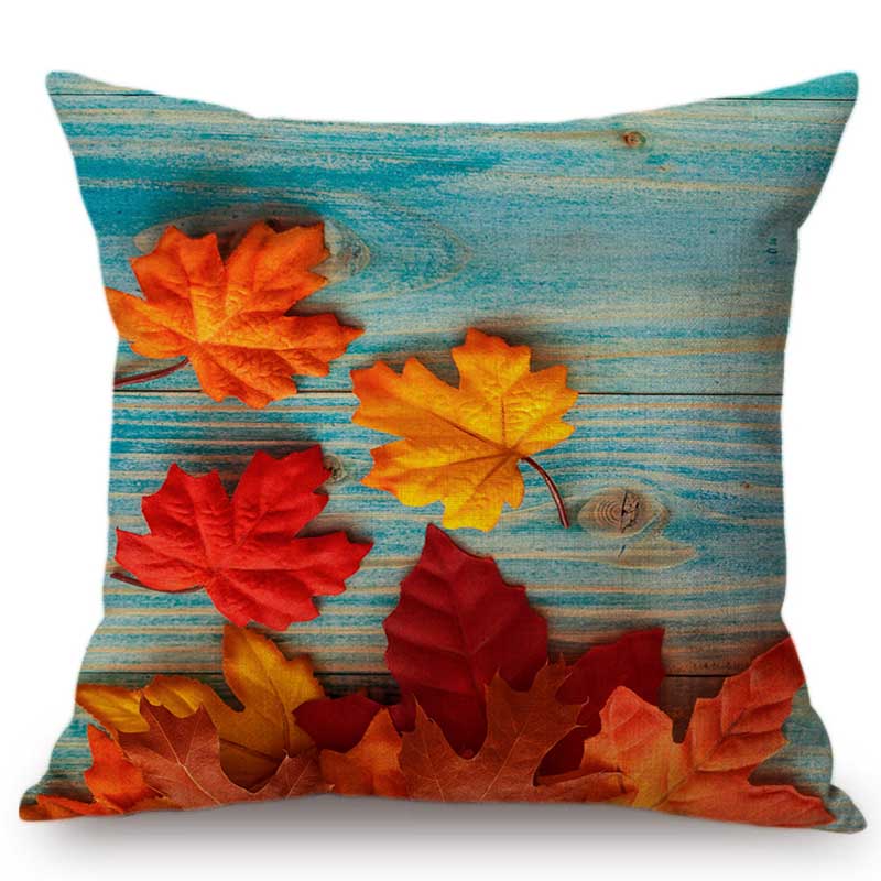 18" Autumn Maple Leaf Red Orange Fall Leaves Decorative Sofa Throw Pillow Cover Hot Sale Cotton Linen Office Chair Cushion Cover