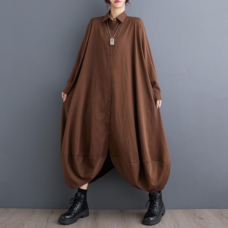 

Винтажное новое платье больших размеров с длинным рукавом для женщин, повседневное свободное весенне-осеннее платье-рубашка