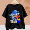 Sonics T-shirt for Children Cartoon A-Z Letter Tee Top Round Collar Clothing Summer Short Sleeve Kids Anime Partern Clothes Gift