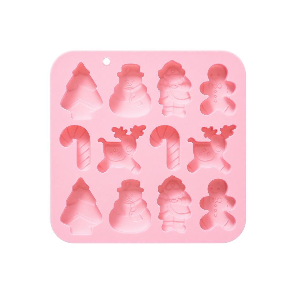 12-Cavity Christmas Themed Silicone Baking with 6 Shapes for and Chocolate Making