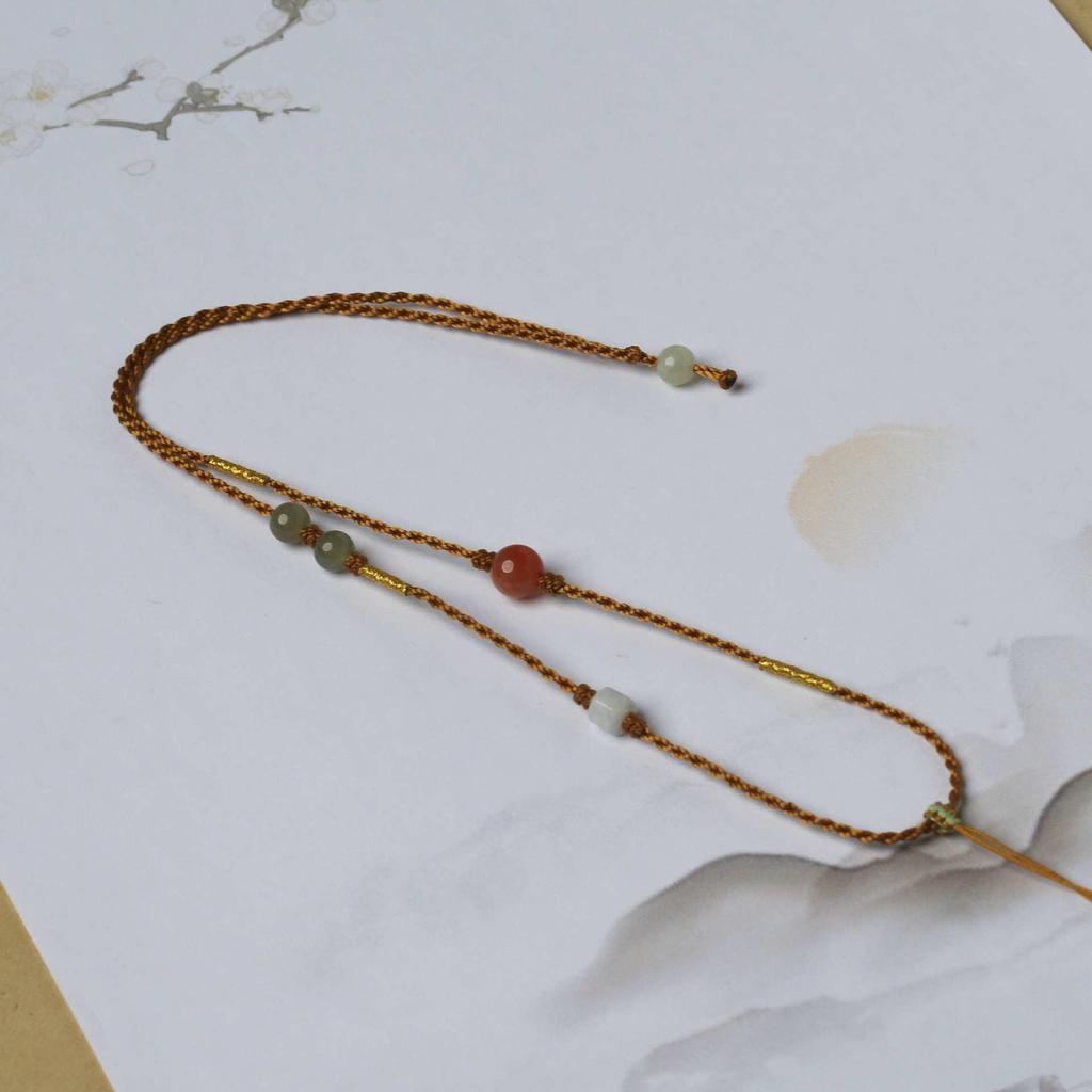 Handmade Vintage Hetian Jade Pendant Necklace with Exquisite Cord