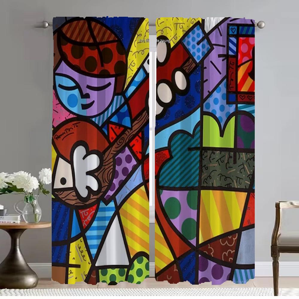 Britto Curtain Room Panel Home Interior Curtains Tulle Bedroom Halloween Decoration Partition Shades Living Blackout For Decor Made Of Polyester