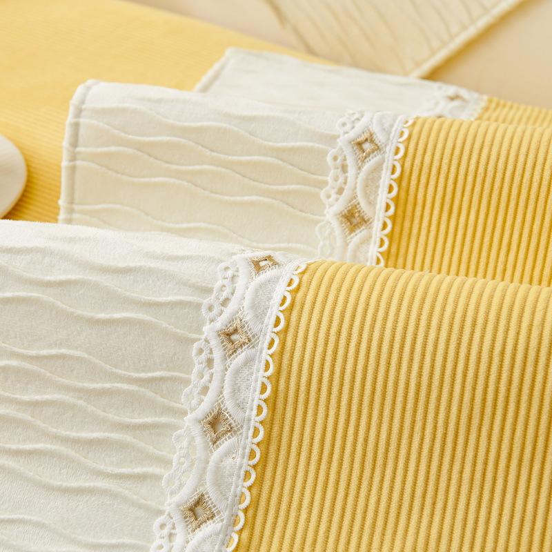 Cream Style Corduroy Sofa Cushion Autumn and Winter Plush Non-Slip Seat Cushions High-Grade Sofa Cover Seat Cushion Cover Cloth