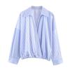 European and American style, new women's clothing, foreign style, fashionable patchwork striped poplin shirt 3897070