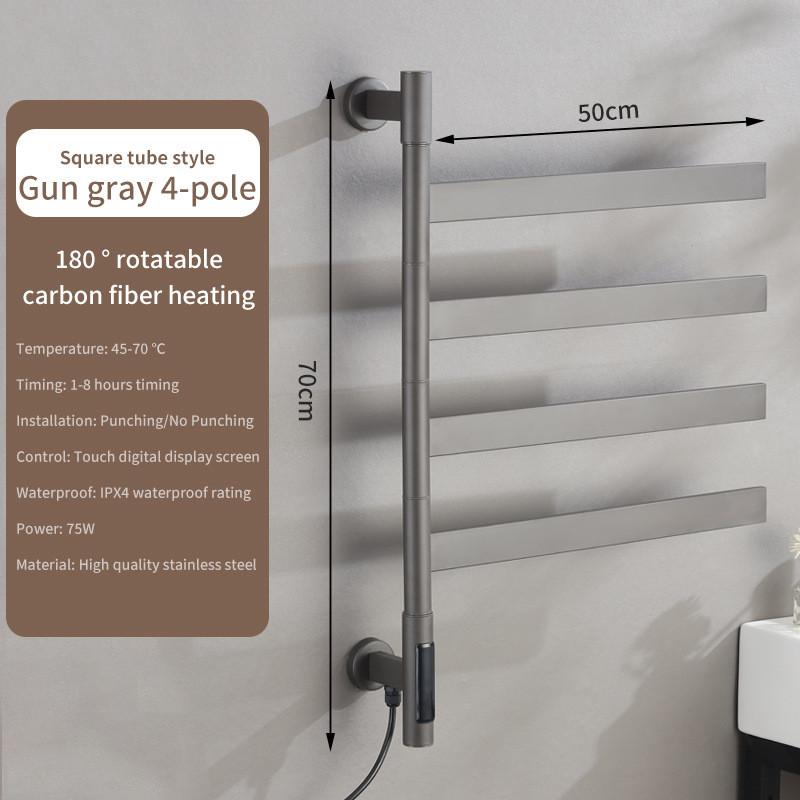 Bathroom LED Digital Display Constant Temperature Drying Storage Rack Stainless Steel Intelligent Electric Towel Rack