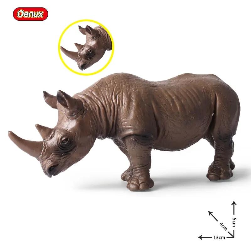 Oenux Modello Animale Selvatico di Simulazione Rinoceronte Rinoceronte Ippopotamo Ippopotamo PVC Ornamento per la Casa Animale Giocattolo Educativo per Bambini Regalo