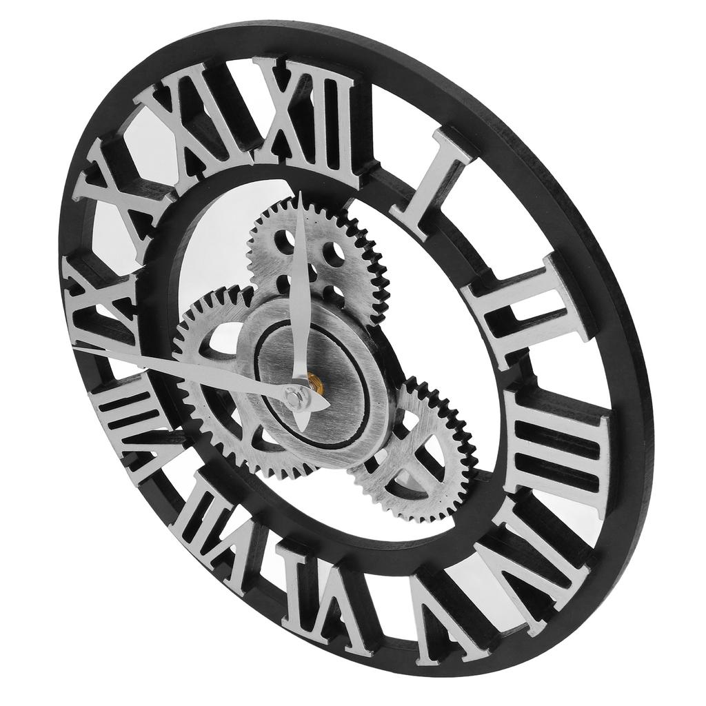 Large 3D Retro Wall Clock 34CM Vintage Wooden Gr Wall Clock Numerals Industrial   Clocks for Home Living Room Decoration