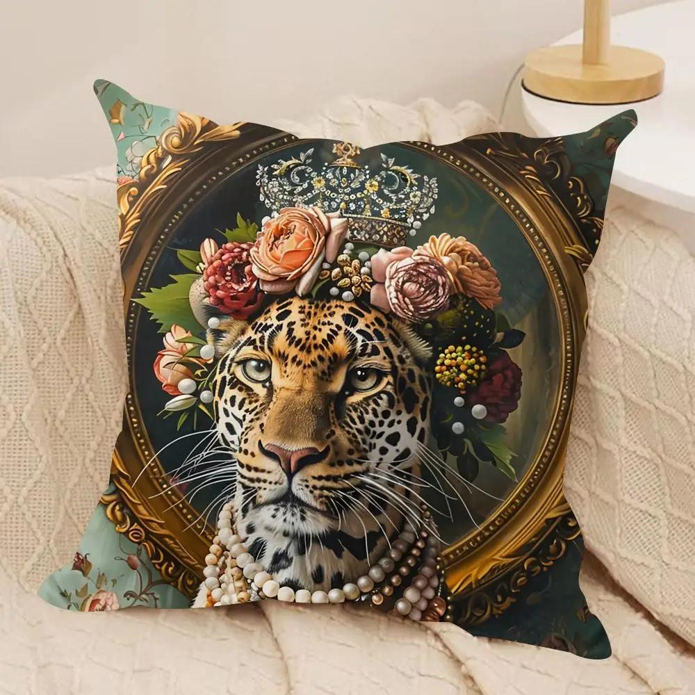 European Fashion Leopard Cushion Cover Silky Short Plush Invisible Zipper Dustproof Sofa Pillow Case for Home Decor