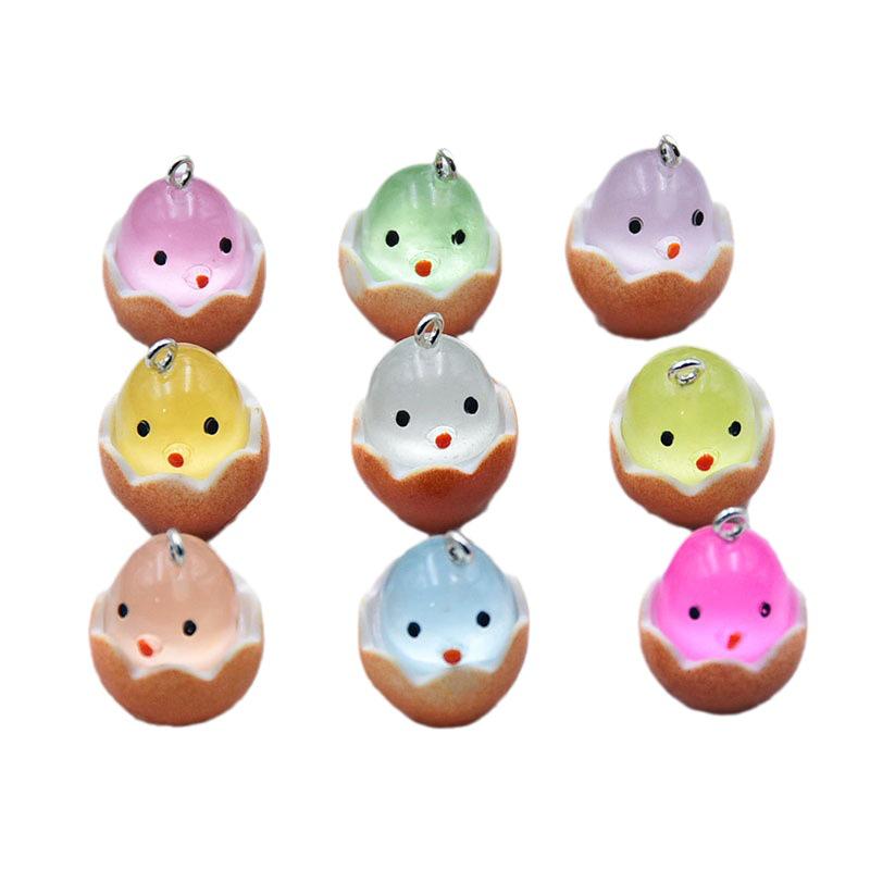 Luminous 3D Cartoon Egg Waffle Bag Pendant - DIY Resin Jewelry Accessory