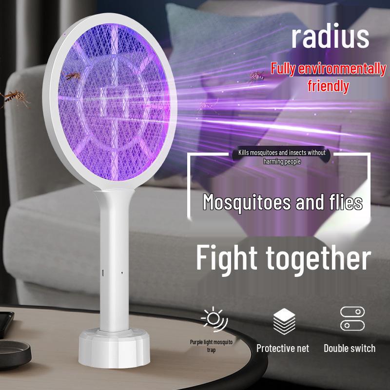Rechargeable Telescopic Electric Mosquito Swatter & Lamp with USB Purple Light
