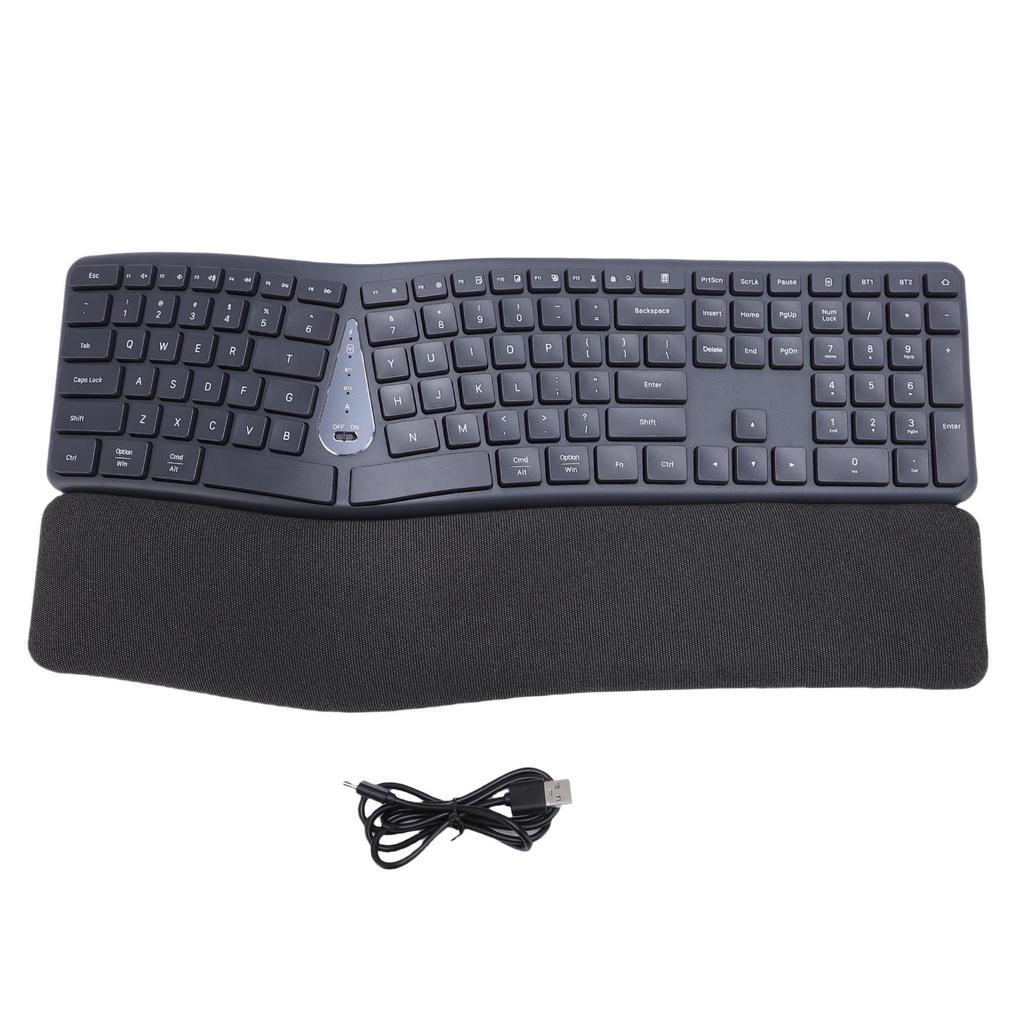 Wireless Ergonomic Keyboard Split with Cushioned Wrist Rest USB Connectivity USB C Rechargeable