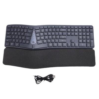 Wireless Ergonomic Keyboard Split with Cushioned Wrist Rest USB Connectivity USB C Rechargeable