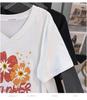 Plus Size Women's Slimming V-Neck Mid-Length Short-Sleeve T-Shirt