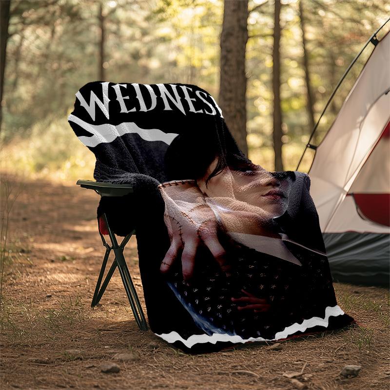 1pc Addams Family Wednesday2 Theme Blanket - Digital Print, Polyester, Cozy for All Seasons, Perfect for Outdoor, and Travel