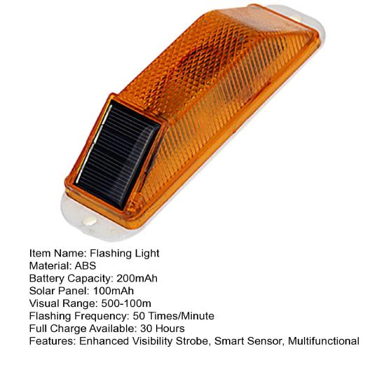 Solar Powered Flashing Warning Safety Strobe Light Enhanced Visibility LED Flashing Beacon for Trucks Barriers