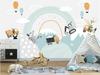Children's Photo Wallpaper Construction Vehicles and Balloons Dump Truck Excavator DWK457 300x200