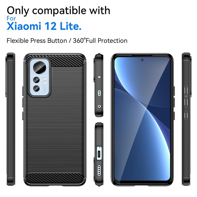For Mi 12 Lite Case Cover For Xiaomi Mi 12 Lite Pro 12X Capas Shockproof Back Carbon Fiber Soft TPU Cover For Mi 12 Lite Fundas