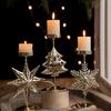 Iron Candle Holder Christmas Flower Star Snowflake Designs Vintage Metal Tealight Candle Stand Candlestick Table Decors