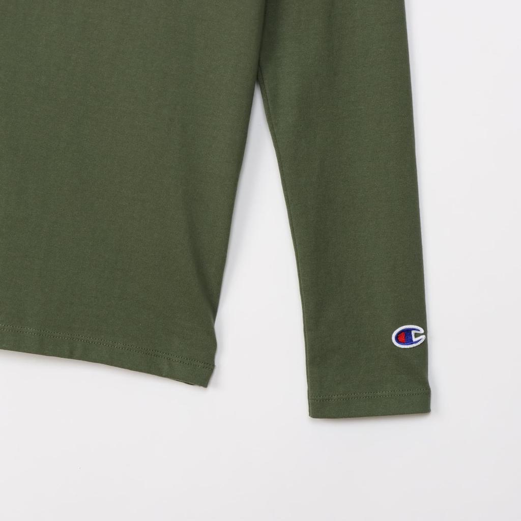 Champion Basic Long Sleeve Crew Embroidered Script Logo Women's T-Shirt, CW-X407, Olive, 100% Cotton, Neck,