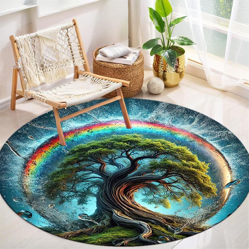 1Pc Tree of Life Circular Print Rug - home decoration Carpet For Living Room Bedroom Flooring Computer Chair Area Rug