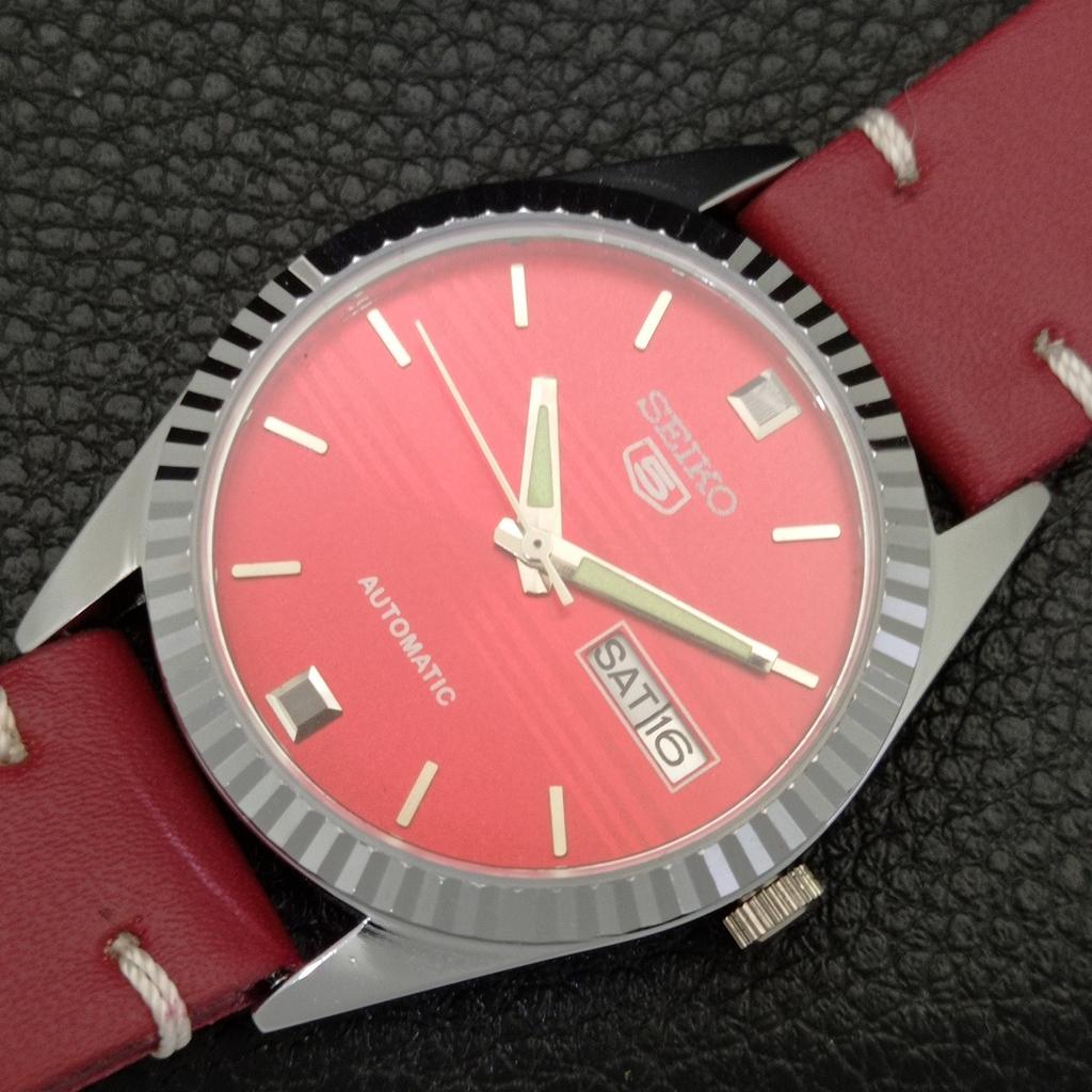 AUTOMATIC 6309A VINTAGE REFURBISHED SEIKO 5 JAPAN MENS RED DIAL WATCH A701686-5