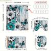 1/3/4pcs, Fashionable and simple Teal and White Floral Butterfly Bathroom Set - 2D FLAT Shower Curtain and Rug Collection Exqu