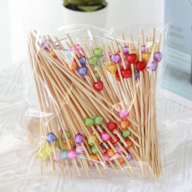 Pack Of 100 User Friendly Bamboos Skewers Camping Utensils For Cocktails Fruit Decorations Wedding Parties Supplies