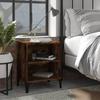 Bedside Table - Maison Exclusive - Smoked Oak - Metal Structure - 2 Shelves