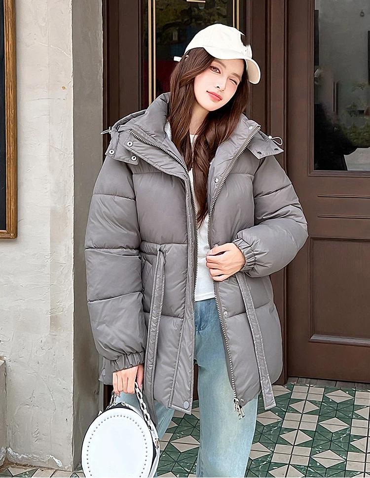 Women’s Short Hooded Windproof Thicken Warm Winter Jacket With Belt