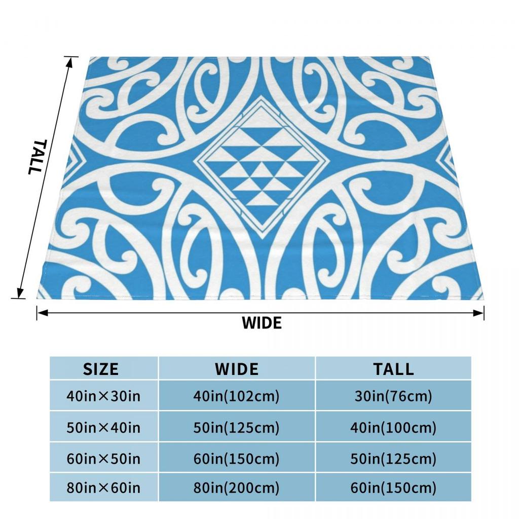 Arai - Light Blue Maori Pattern Blanket Soft Warm Flannel Throw Blanket Bedspread for Bed Living room Picnic Travel Home Sofa