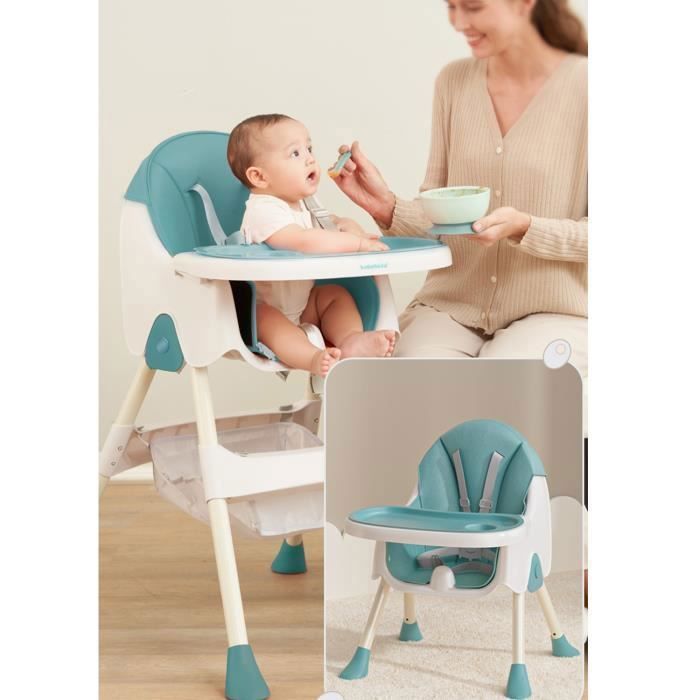 K IKIDO Chaise Haute Pour Bébé, Chaise Haute Évolutive Pliable Avec Table À Manger Pour enfants-De 6 Mois À 3 ans-Vert