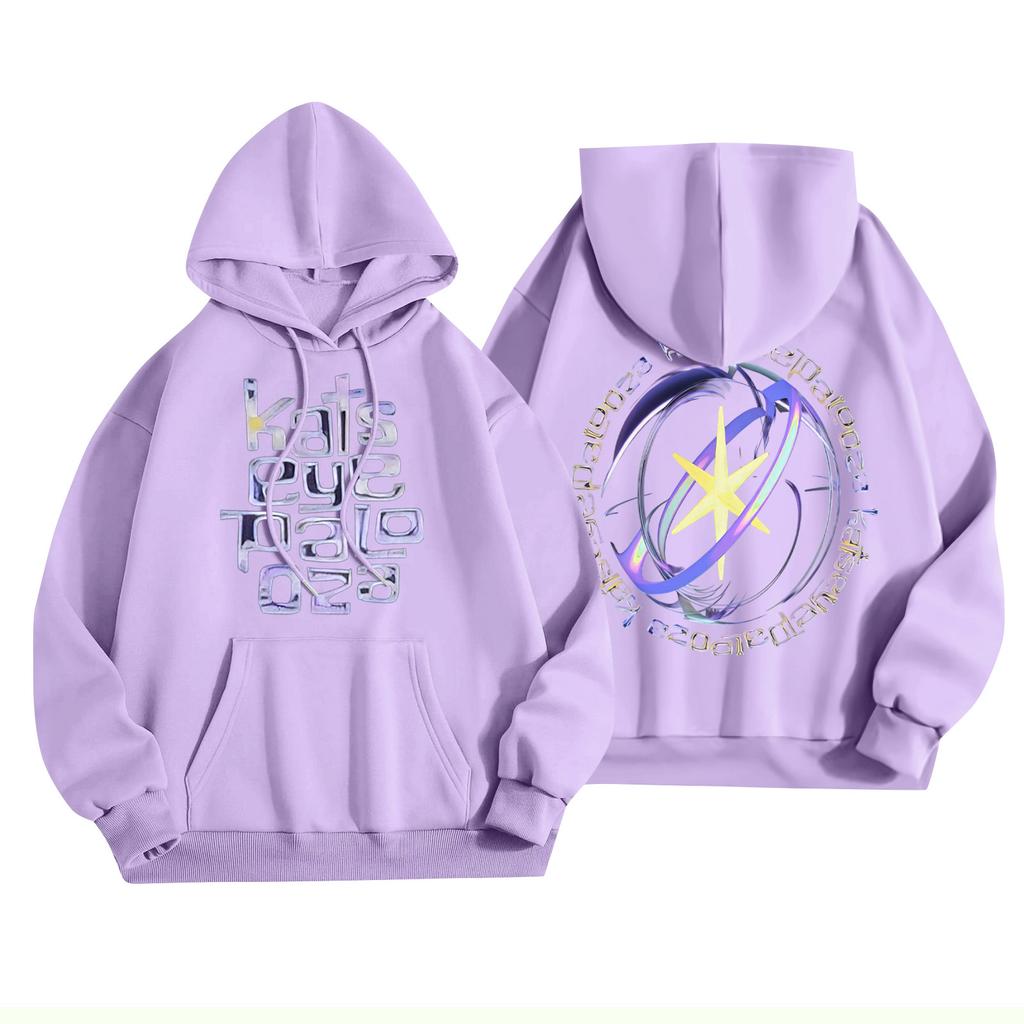 Unisex Mode Leichter Langarm-Pullover mit Taschen Bedruckter Hoodie