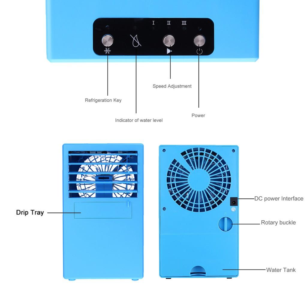 Portable Air Conditioner Fan 24V 3 Cooling Put Water Ice Quiet Fan Wind Speed Outdoor Travel Device On Home Office 24W