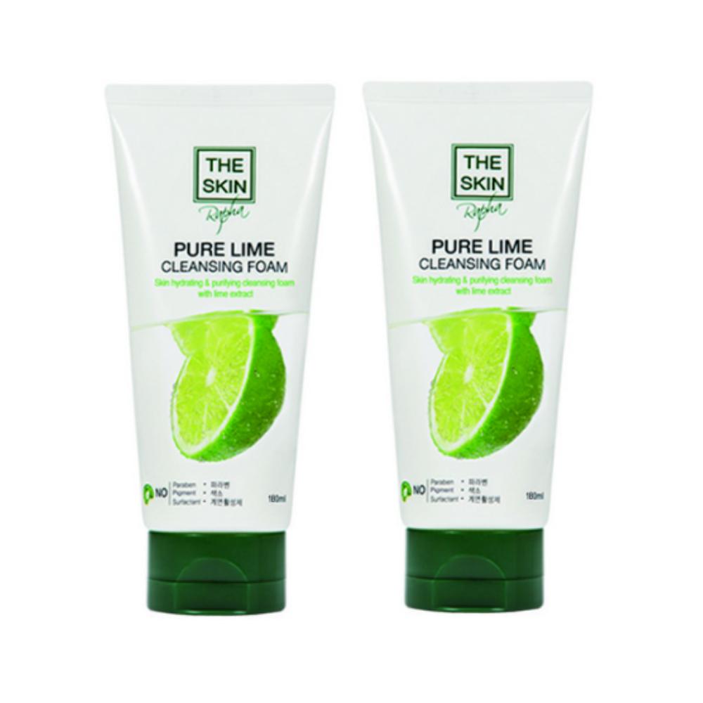 THE SKIN Rapha Pure Lime Cleansing Foam (Set of 2) - Artificial Color-Free Natural Lime Vitalizing Facial Cleanser, 180ml x 2