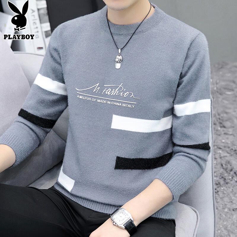 PLAYBOY Men's Trendy Winter Mink Velvet Knit Sweater