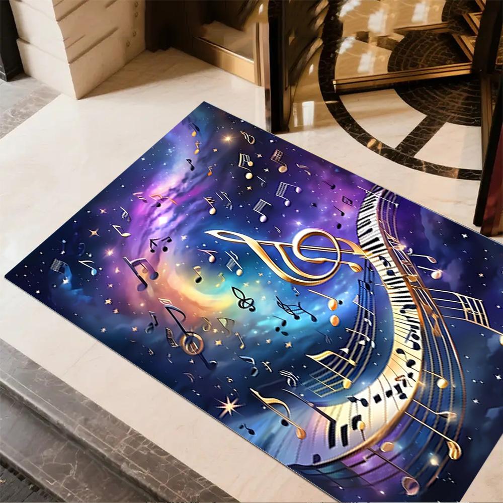 1pc music notes vinyl records and cassettes rug home carpet design for office decor gift living room bedroom